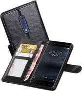 Hoesje Geschikt voor Nokia 5 - Portemonnee hoesje booktype wallet case Zwart