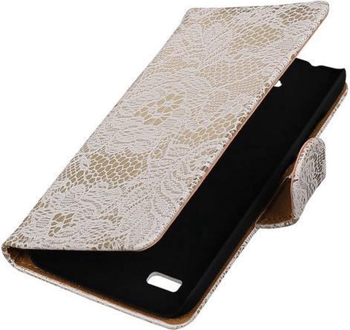 Wit Lace Booktype Huawei Y560 / Y5 Wallet Cover Hoesje
