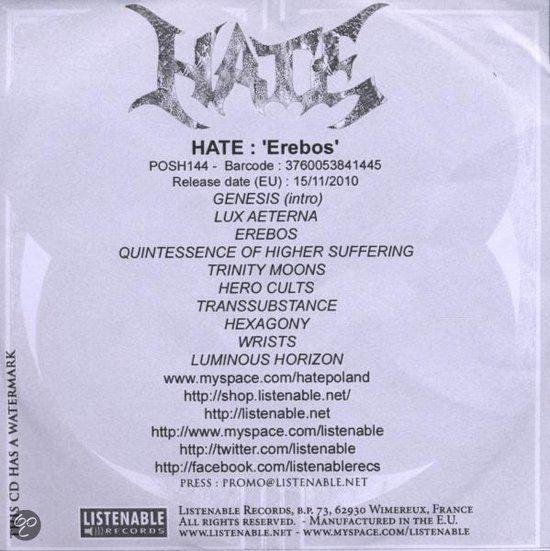 Erebos, Hate | CD (album) | Muziek | bol.com