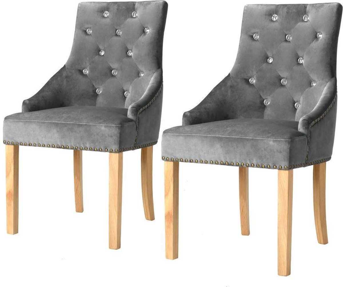 Eettafel stoelen Grijs Fluweel Velvet 2 STUKS / Eetkamer stoelen / Extra  stoelen voor... | bol.com