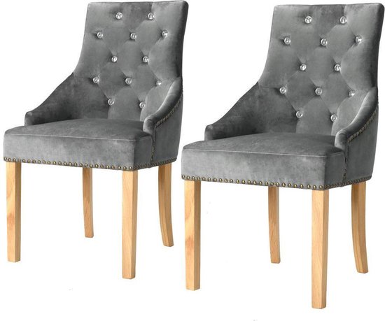 Eettafel stoelen Grijs Fluweel Velvet 2 STUKS / Eetkamer stoelen / Extra  stoelen voor... | bol.com