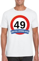 Verkeersbord 49 jaar t-shirt wit heren 2XL