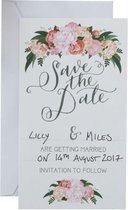Save the date kaarten - Bloemen - 10 stuks - incl. Feestdeco hartjesballon