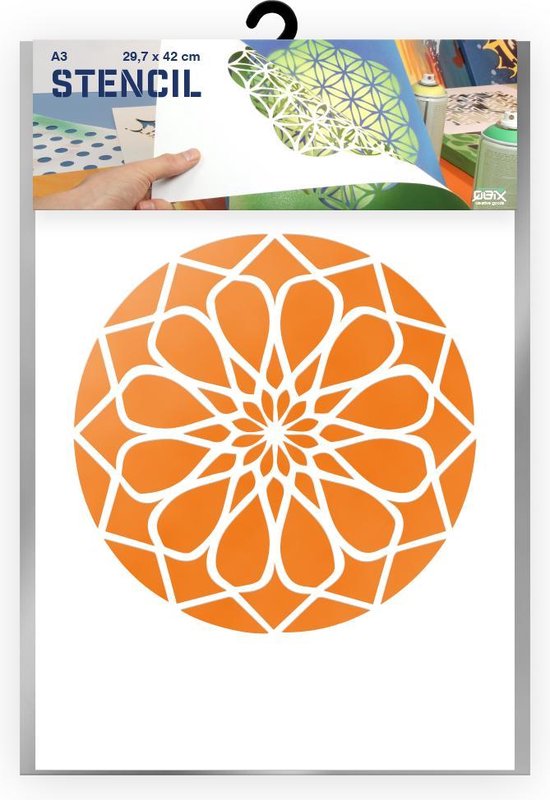 NAKLEO Mandala Grote Sjabloon Schilderen, Diameter 57 cm, Bloem Mandala Stencil, Herbruikbaar Kunststof Sjabloon, Art Kunst DIY, Groot Geometrisch Patroon voor schilderen Muur Vloer Hout Stof Meubels
