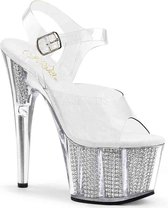 Pleaser Sandaal met enkelband, Paaldans schoenen -40 Shoes- ADORE-708SRS Paaldans schoenen Zilverkleurig