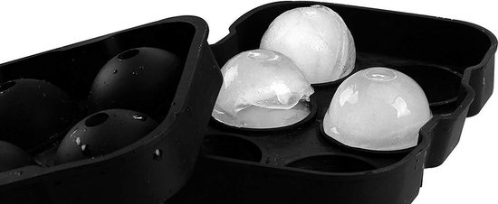6 x Ice Ball Maker ( IJsbalmaker ) - Siliconen Dienblad met deksel - Makkelijk in te vullen, te gebruiken en te reinigen - 6 ronde ijsblokjes - Vaatwasmachinebestendig - gebruik voor Gin, Whisky & cocktails - Zwart - Merkloos