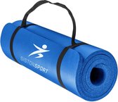 Tapis de fitness Siston Sport - 183 cm x 61 cm x 1,5 cm - Tapis de Yoga - Blauw - Avec sac de transport et sangle de transport supplémentaire