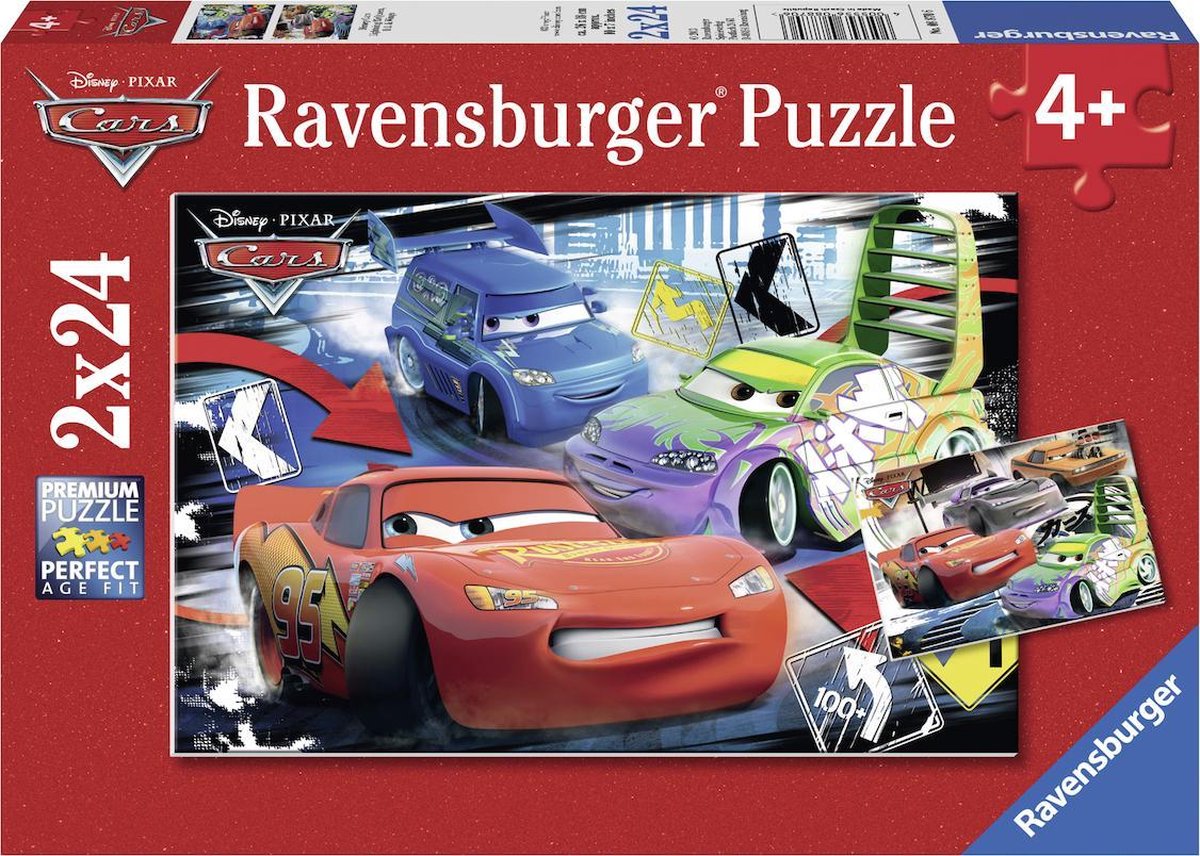 Ravensburger Disney Cars. Dolle race- Twee puzzels van 24 stukjes -  kinderpuzzel | bol.com
