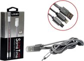 LDNIO LC-86 Zilver Lightning kabel en Micro Usb oplaadkabel 2 in 1 geschikt voor o.a iPhone 5 5S 5C SE 6 6S 7 8 Plus X XS XR Max iPod touch 5 6