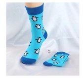 Sokken dames - blauw - print pinguin - 36-40
