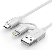 LDNIO LC-84 Lightning kabel en Micro Usb oplaadkabel 2 in 1 geschikt voor o.a Alcatel Shine Lite Pop 3 4 Plus U5 3G 4G HD