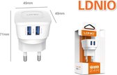 LDNIO AC63 2 poorten Oplader 2.4A met Type C USB Kabel geschikt voor o.a Samsung Galaxy Note 8 9 S8 S9 Plus