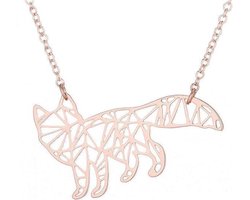 foto van 24/7 Jewelry Collection Origami Vos Ketting - Rosé Goudkleurig