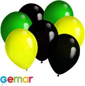 30 ballonnen Geel, Zwart en Groen (Ook geschikt voor Helium)
