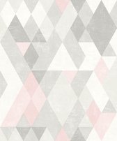 Hexagone ruit grijs/roze modern (vliesbehang, multicolor)