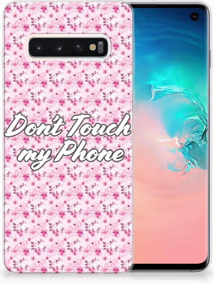 Samsung Galaxy S10 Silicone-hoesje Flowers Pink DTMP