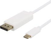 DELTACO USBC-DP101-K, USB-C naar DisplayPort kabel, 1m, 4K, 3D, wit