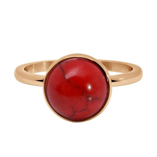 Quiges Stacking Ring de remplissage Red Stone - Femme - Acier inoxydable or rose - Taille 19 - Hauteur 2mm