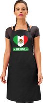 Mexicaanse vlag in hart keukenschort/ barbecueschort zwart heren en dames - I love Mexico schort