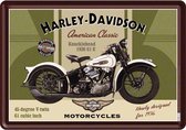 Harley Davidson Knucklehead Metalen Postcard 10 x 14 cm.