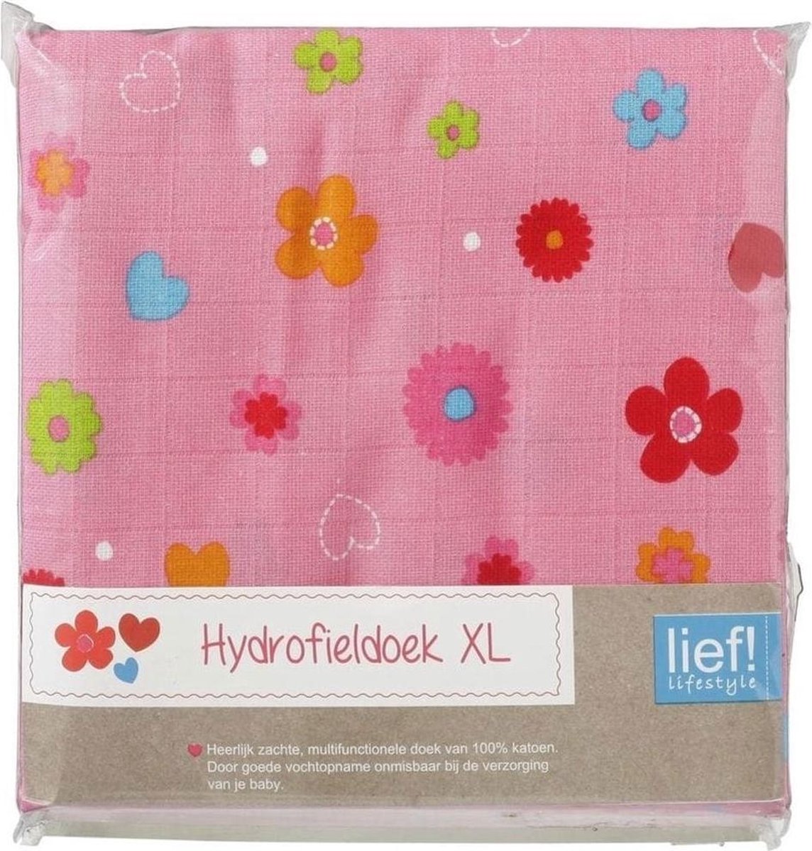 Lief! hydrofiel doek XL roze met bloemen | bol.com