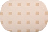 Afwasbare placemat - Ovaal 45 x 30 cm - Beige  Vierkantjes - Set van 6 stuks