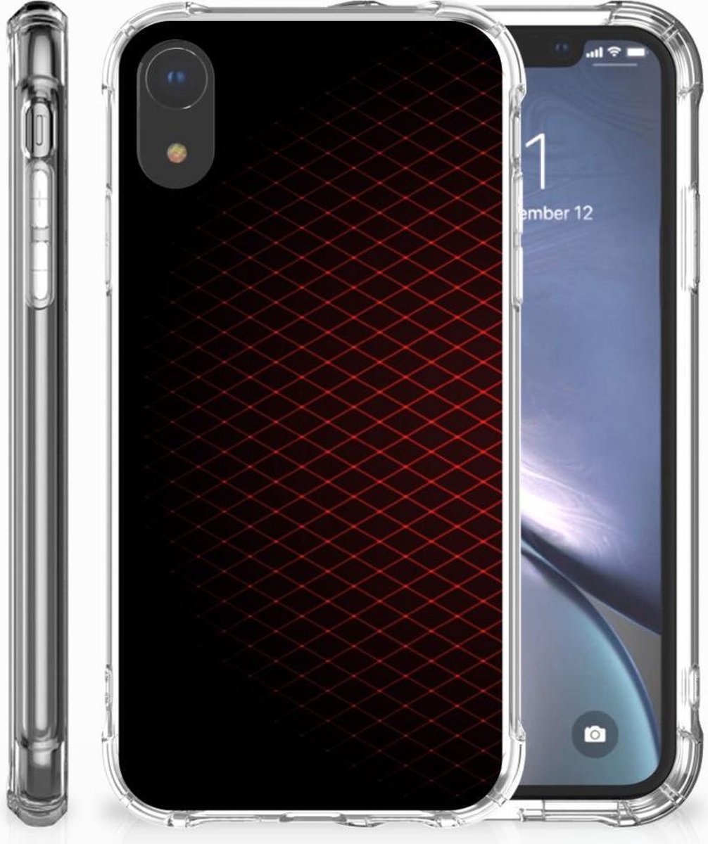 Apple iPhone Xr Doorzichtige Silicone Hoesje Geruit Rood