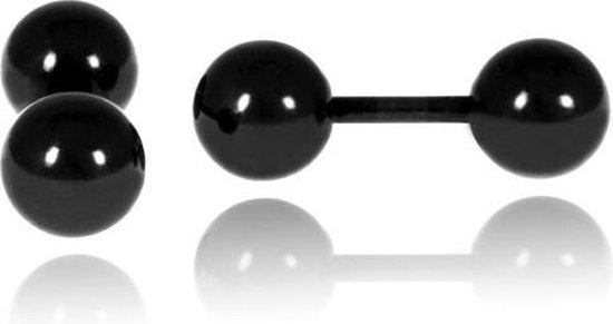 LGT Jewels Stud oorbellen Dubbel Bol 4mm Zwart