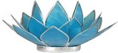 Lotus sfeerlicht blauw 5e chakra zilverrand - 13.5 cm - S