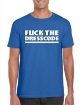 Fuck the dresscode heren shirt blauw - Heren feest t-shirts M