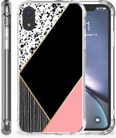 Geschikt voor iPhone Xr TPU-siliconen Hoesje Black Pink Shapes