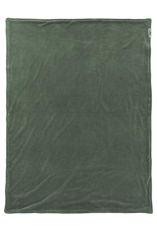 Meyco ledikantdeken Knit basic met velvet - 100x150 cm - forest green