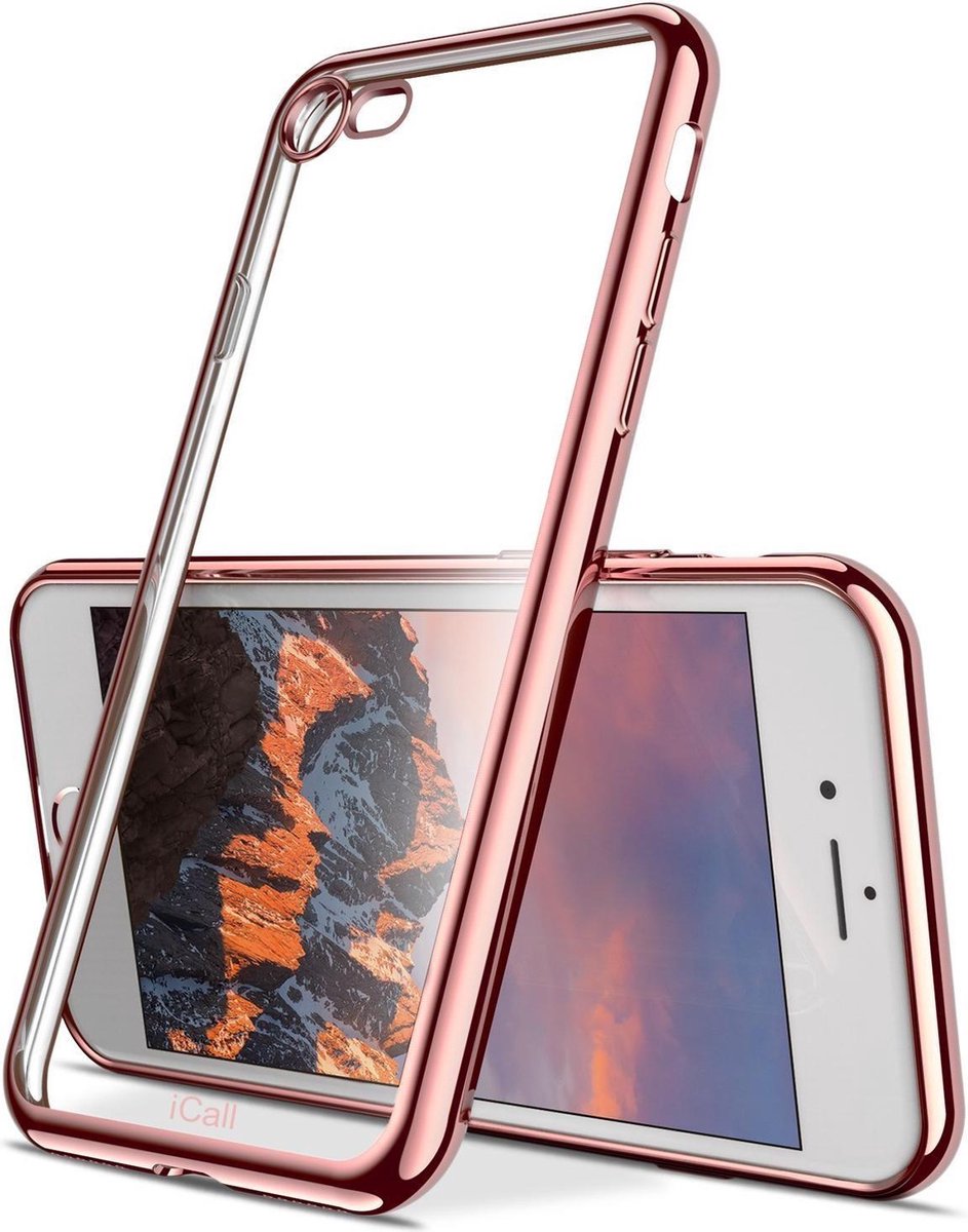 Hoesje Transparant geschikt voor Apple iPhone 7 - Roze Goud Siliconen TPU Hoesje Case