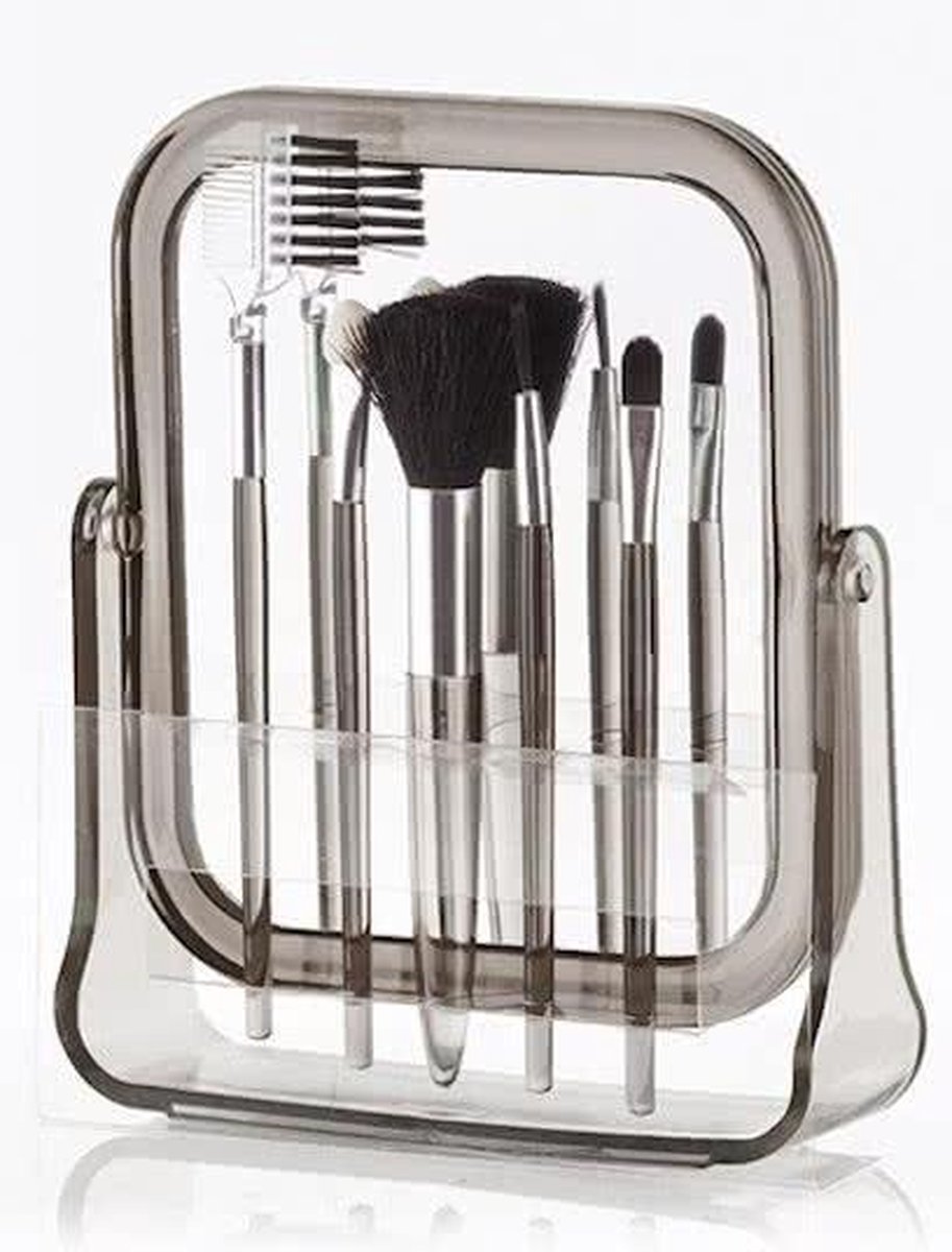 Primizima Spiegel met Make-up Kwasten - Zwart - 6 Stuks