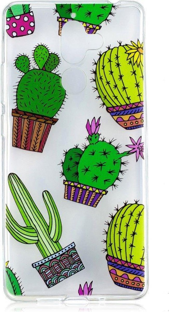 Shop4 - Geschikt voor Nokia 7 Plus Hoesje - Zachte Back Case Cactussen Transparant