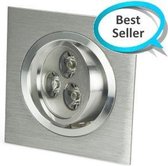 Vierkante LED Inbouwspot 9W - Zilver Dimbaar - Kleur: Warm Wit