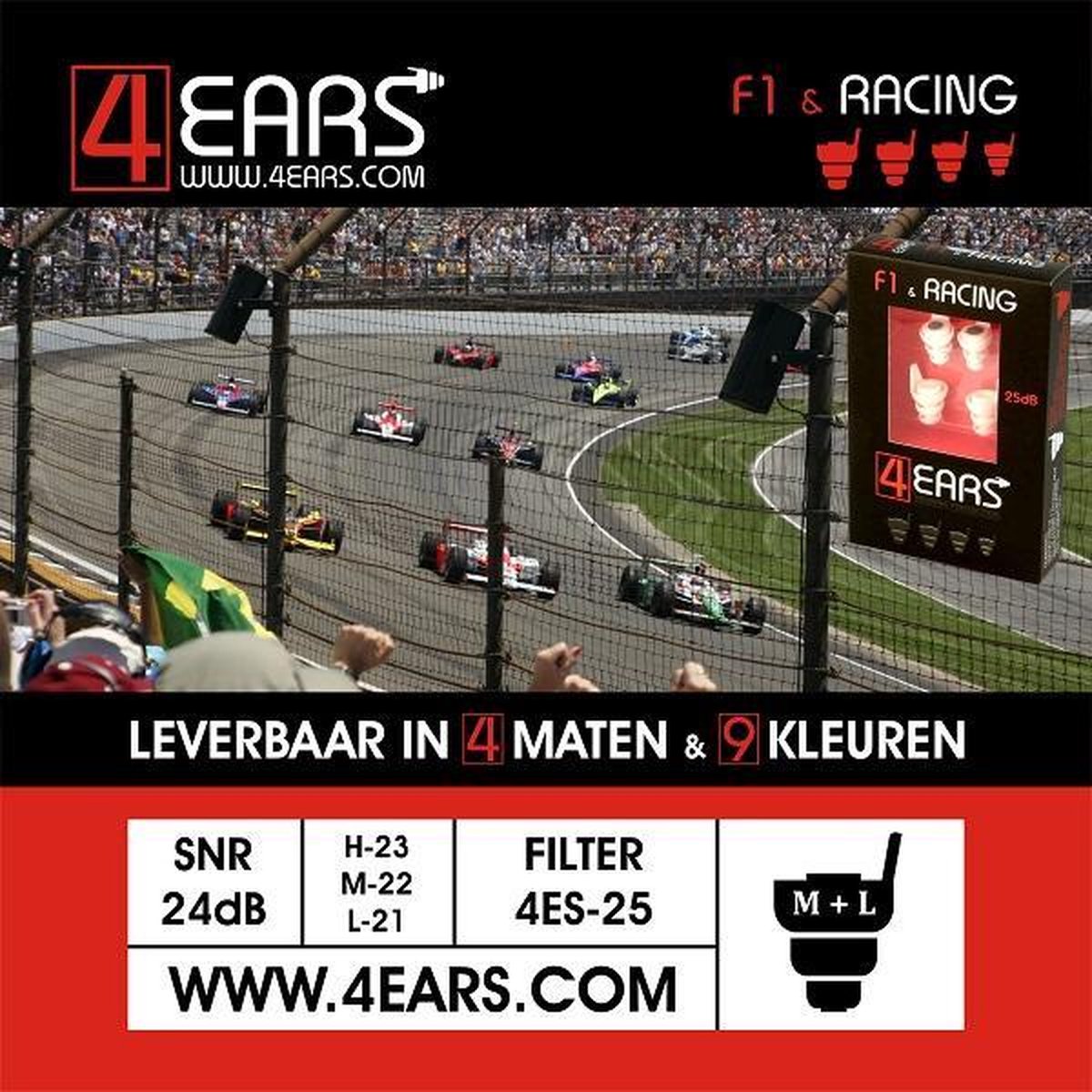4EARS F1 and Racing Oordoppen Grandprix | Gehoorbescherming Formule 1 |  Oordopjes Circuit | bol