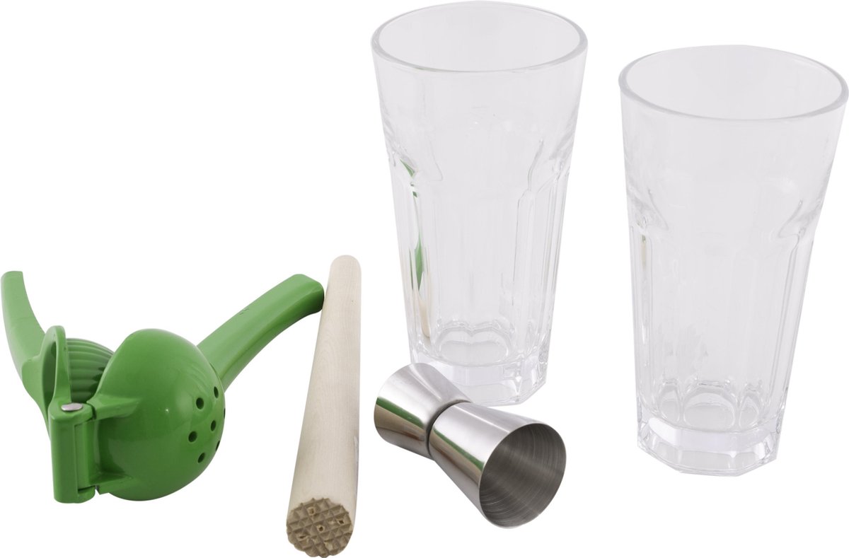 Point-Virgule cocktailset - 5-delig - stamper, citruspers, maatje & 2 glazen