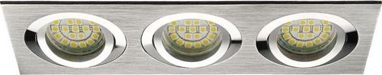 Inbouw 3x LED spot MR16 aluminium rechthoek armatuur - geborsteld zilver/zilver - Kanlux
