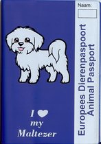 Honden paspoorthoes "I love my Maltezer" voor europees dierenpaspoort korthaar blauw