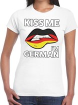 Kiss me I am German t-shirt wit dames - feest shirts dames - Duitsland kleding S