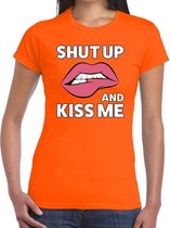Shut up and kiss me t-shirt oranje dames L