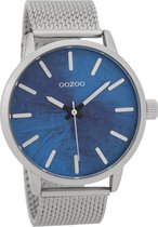 Zilverkleurige OOZOO horloge met zilverkleurige metalen mesh armband - C9656