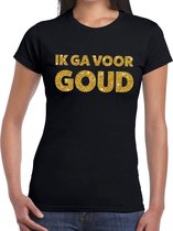 Ik ga voor Goud glitter tekst t-shirt zwart dames - dames shirt Ik ga voor Goud XXL