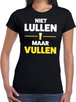 Niet lullen maar vullen tekst t-shirt zwart dames 2XL