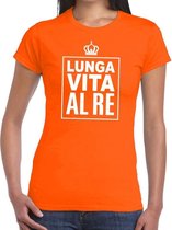 Oranje Lunga vita al Re Italiaanse tekst shirt dames - Oranje Koningsdag/ Holland supporter kleding XXL