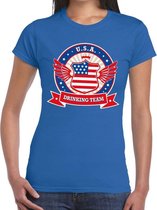 Blauw USA drinking team t-shirt blauw dames - USA kleding XXL