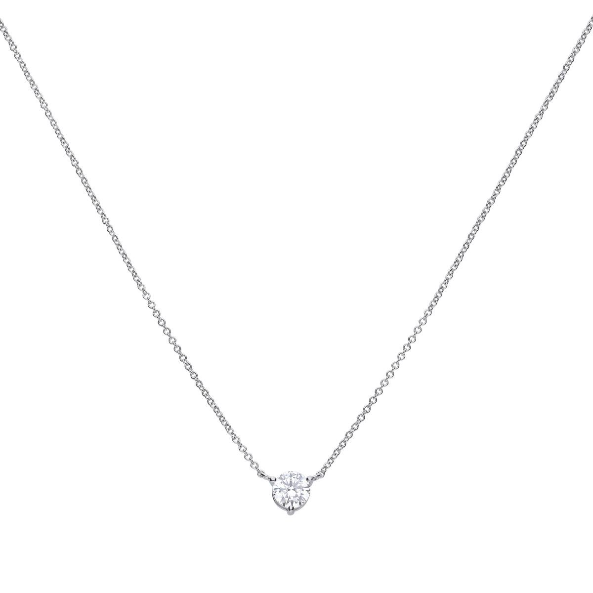 Diamonfire ketting - zilver gerodineerd - ankerschakel - rond - zirkonia - 3 poot chaton - 42 cm