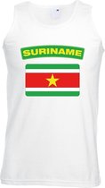 Singlet shirt/ tanktop Surinaamse vlag wit heren M