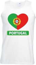 Portugal hart vlag singlet shirt/ tanktop wit heren XXL
